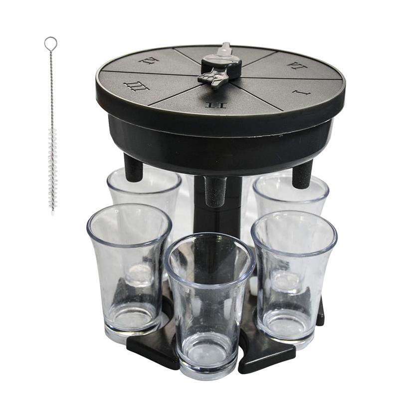 4-In-1 Wine Glass Beer Glass Dispenser With Game Turntable Dispenser Holder 6 Glass Dispensers Party Pour Drink Dispenser: D