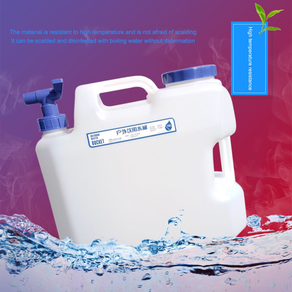 10L 15L Portable Water Container with Faucet + 2 Handles for Camping Picnic Outdoor Water Bucket Driving Water Tank Container