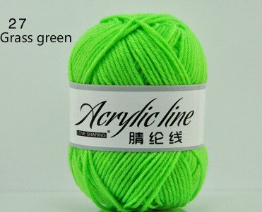1pc = 50g bløde, miljøvenlige fiberkashmir kamgarn uld til børn farvet dukke akryl sweater smuk babygarn til strik: 27 græsgrøn