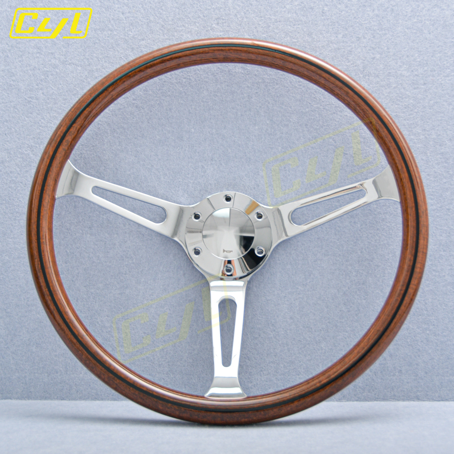 15 Zoll 380 mm Universal- retro Auto Holzfilm Lenkrad Klassisches Jahrgang Holz Sportlenkrad: Grau