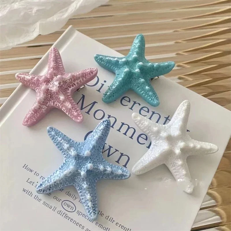 Blue Starfish Hairpin Summer Beach Vacation Hair Clip Sweet Bangs Clip Girls Women Hair Accessories
