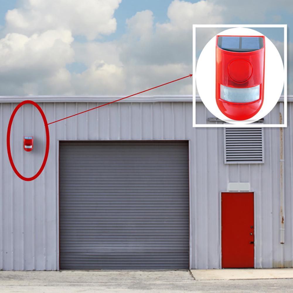 Waterdichte zonne-beveiligingslamp met inductiegeluid, waarschuwingslamp met 30- dagen batterijduur en alarmvoorziening