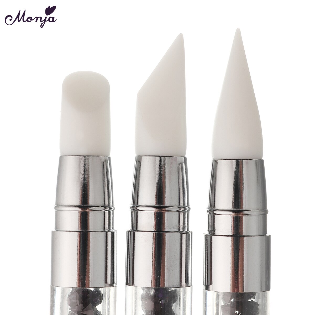 Monja-3 estilos de manicura de Gel UV de silicona para esculpir, hacer punto y quitar cutículas, de extremo doble, DIY