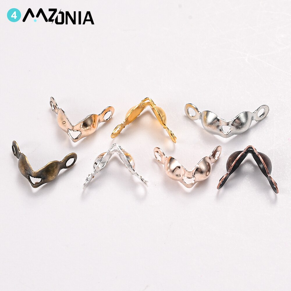 200 Stks/partij Rvs Connector Sluiting Fitting 4*8Mm Ball Chain Calotte End Crimps Kralen Connector Voor Diy sieraden Maken