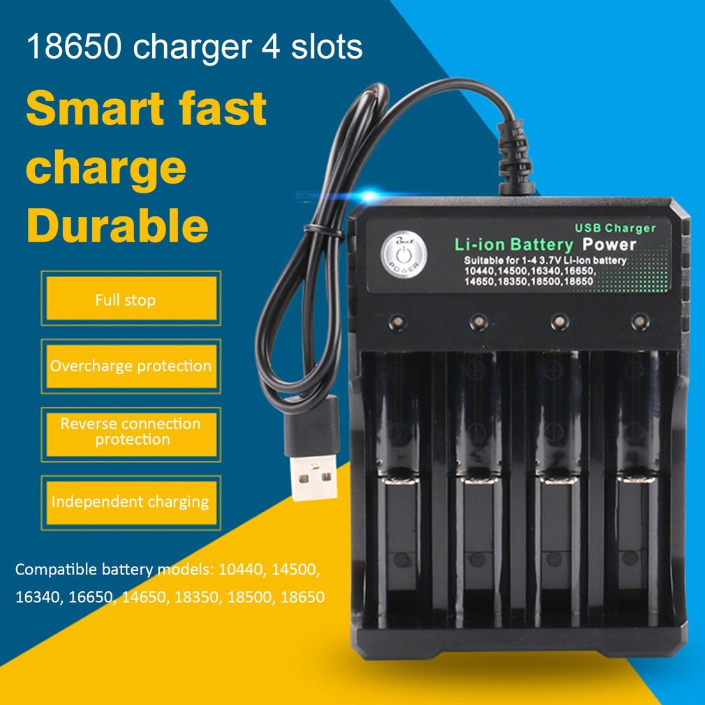 Vier Slots Li-Ion Batterij Ac Charger Adapter 18650 Batterij Oplader Voor 18650 26650 18350 16340 14500 18500