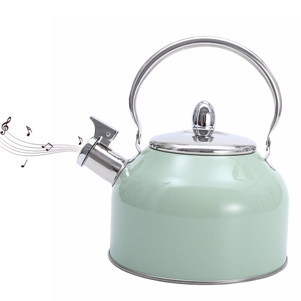 3L Stainless Steel Whistling Tea Kettle Stovetops Enamel Food Grade Tea Pot With Heat-Proof Handle For Gas Induction Cookers: E 2.5L