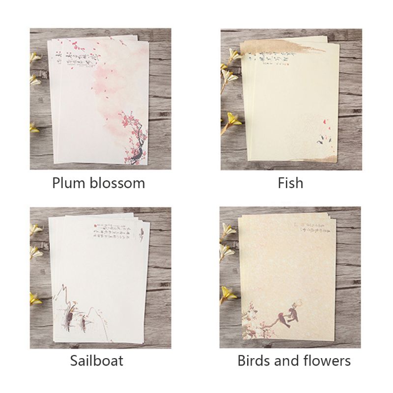 32pcs Home Vintage Writing Letter Paper Retro Writing Stationery School Supplies C5AB