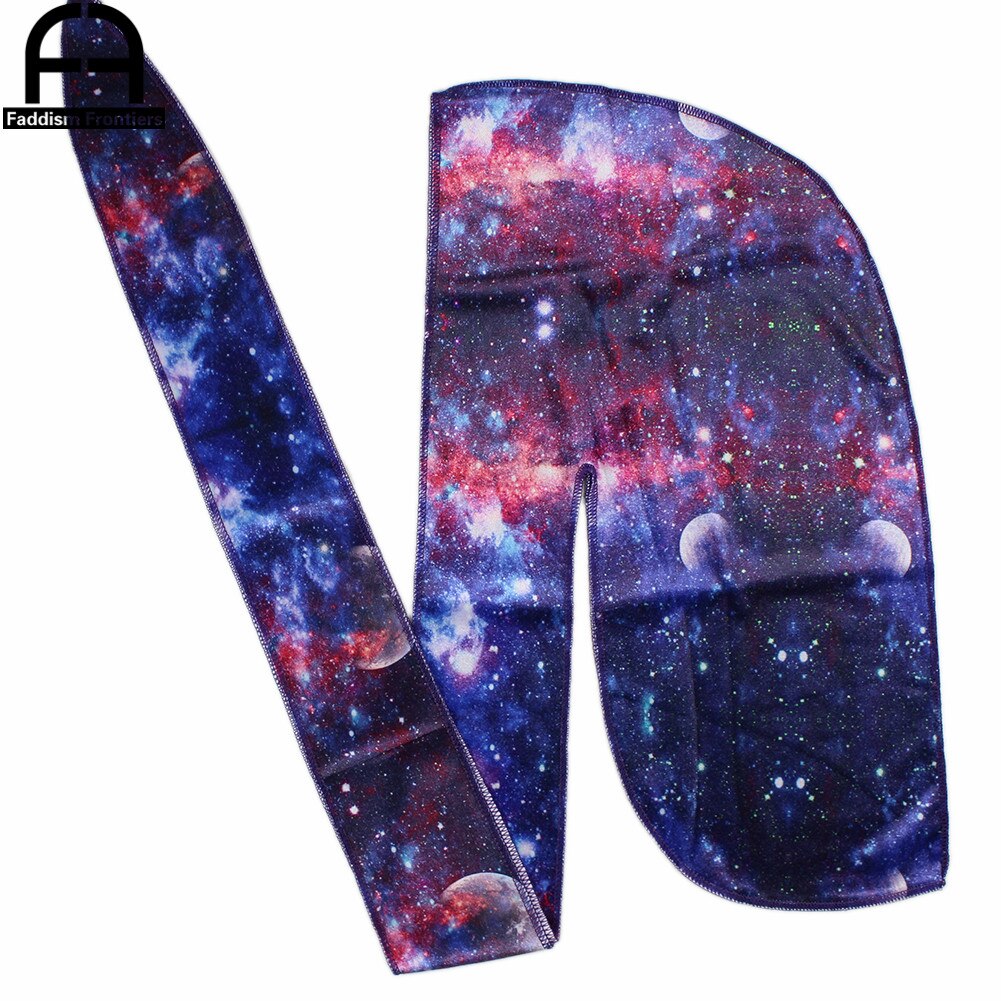 Space printing velour durag bandanas til mænd vinter men velvet durags headwrap wave cap do durag: Lilla