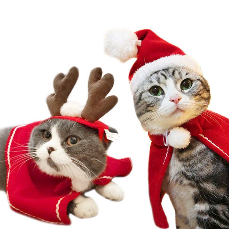 Winter Christmas Pet Cat Costumes Funny Santa Claus Clothes For Small Cats Dogs Xmas Year Cat Clothing Kitty Kitten Outfits