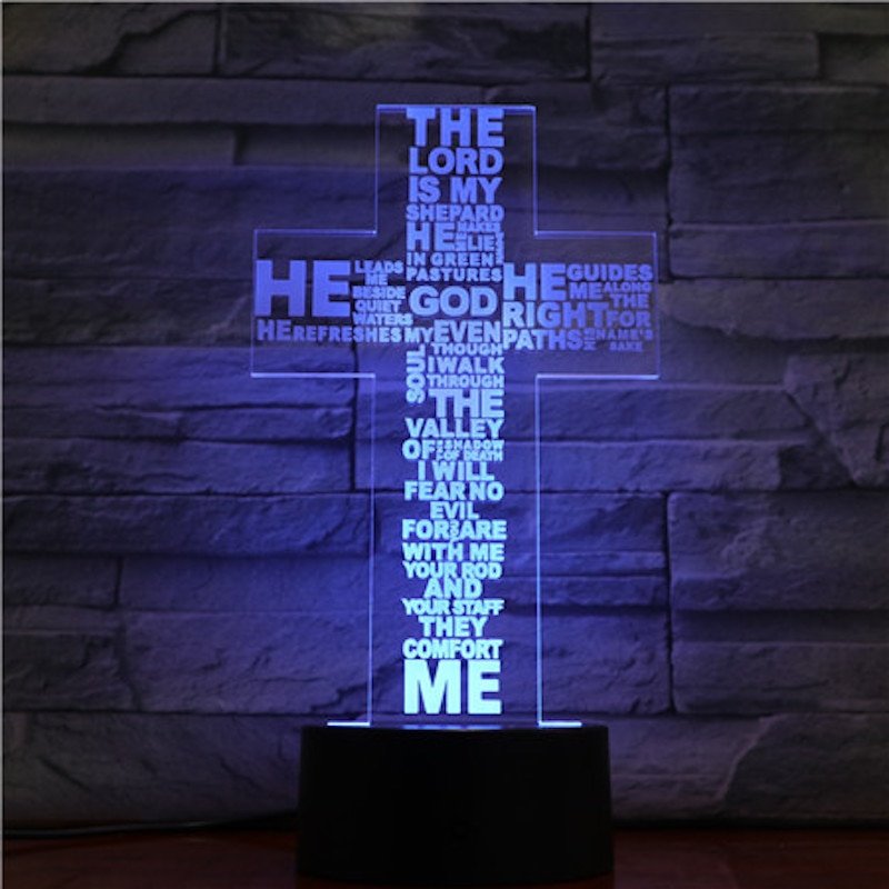 VCity Christian série 3D lampe croix jésus Bible veilleuse acrylique plaque tactile Base à distance décor à la maison pour ami