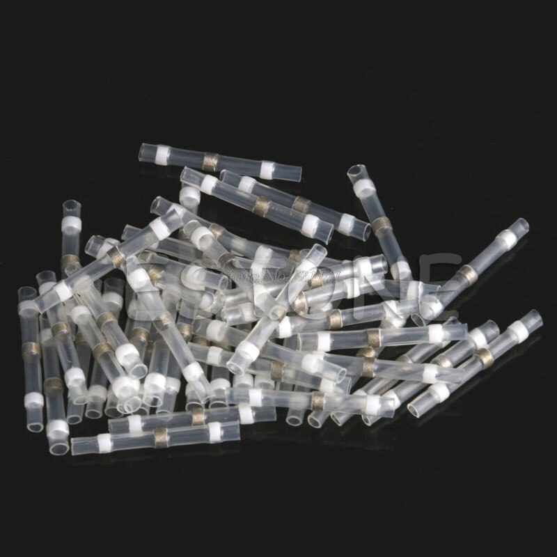 50Pcs 26-24AWG Waterproof Solder Sleeve Heat Shrink Butt Wire Splice Connector W