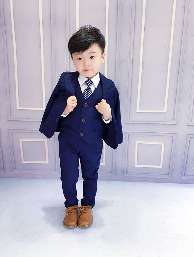 Blommig babykostym blazers kläder med skjorta 4 delar visa barndräkt smal pojkkläder set 2 to 10 år: 8t
