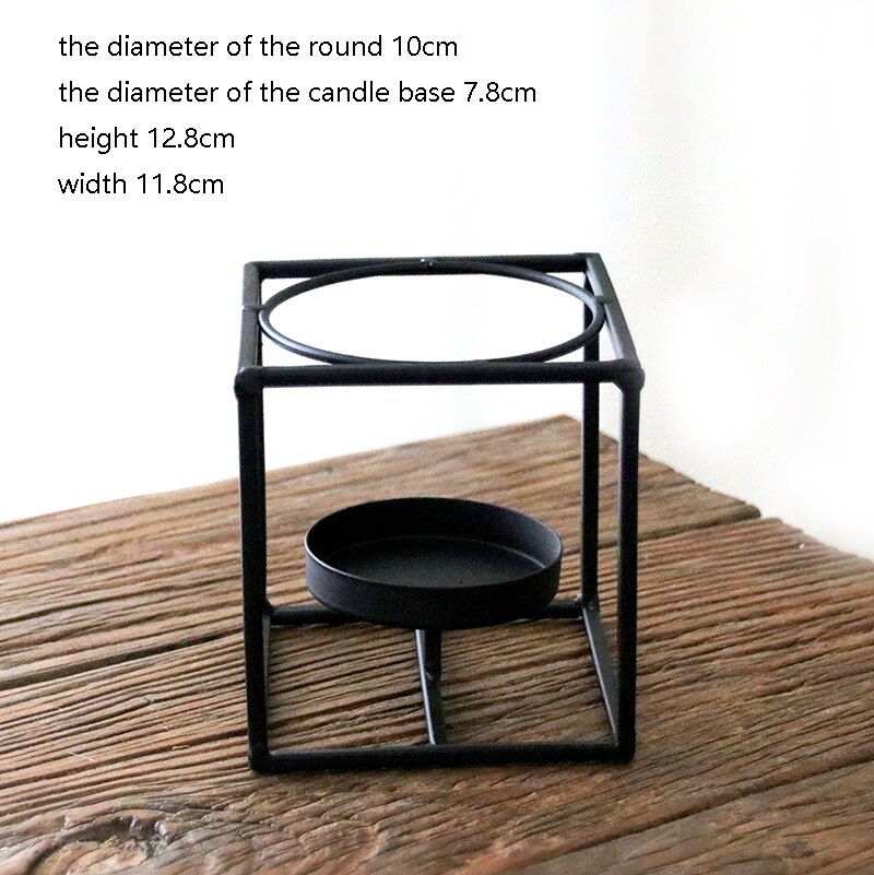Estilo japonés hecho a mano breve arte del hierro estante para té blanco vela soporte Alcohol luces hervidas flor té casa calentar la Base: A