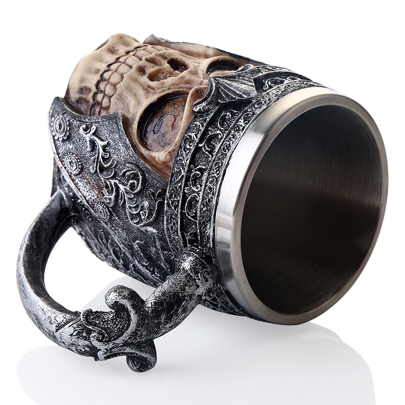 Viking Stainless Steel Skull Coffee Mug Viking Skull Beer Mugs for Men Boy Halloween Christmas