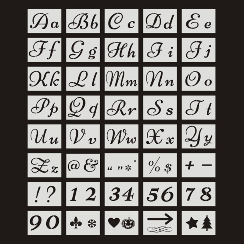 40 Uds. Set plantilla para pintura con letras inglesas, letras del alfabeto, signos de caligrafía, letras mayúsculas y minúsculas reutilizables L9