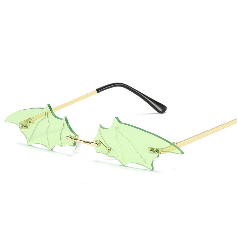 Gafas de sol con forma de murciélago y ojo de gato para hombre y mujer, lentes de sol Unisex sin montura de lujo, estilo Punk, para pescar, único: Green