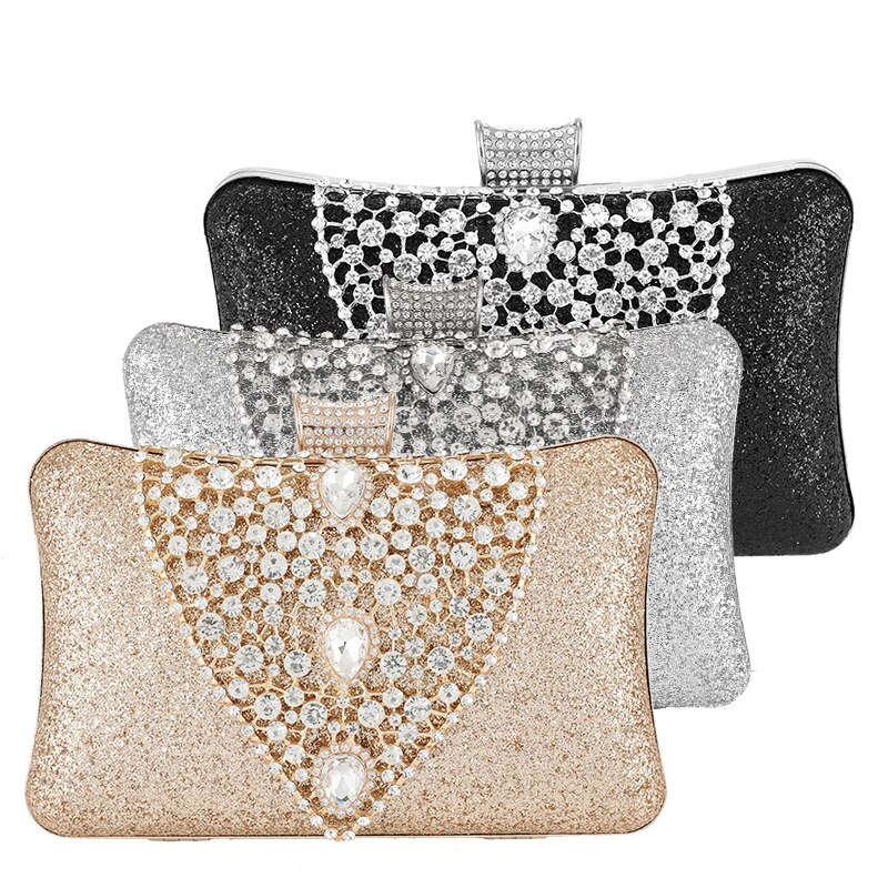 Vrouwen Wedding Clutch Bag Luxe Crystal Mini Dames Handtas Goud Zilver Evening Clutch Purse Sequin Schoudertas Bolsa ZD1549