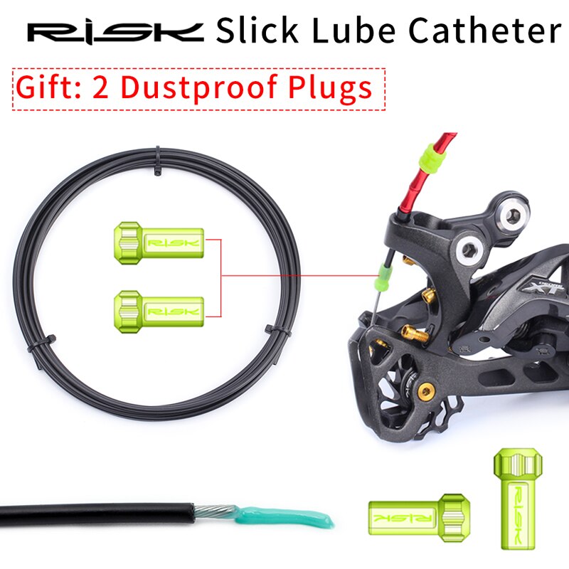 RISK 3 Meter Bicycle Slick Lube Catheter with 2 Dust Plug For Brake Shifting Internal Cable Routing Oil Tube Injection Housing