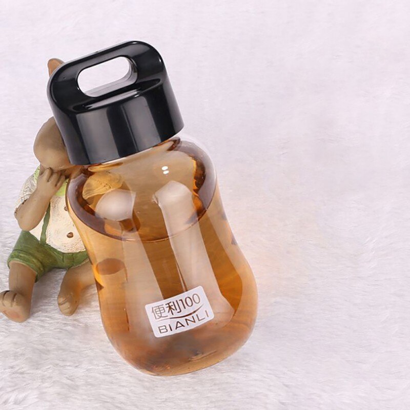 Cute cartoon small cup school supplies 180ML water bottle color plastic portable water bottle mini kettle: Black