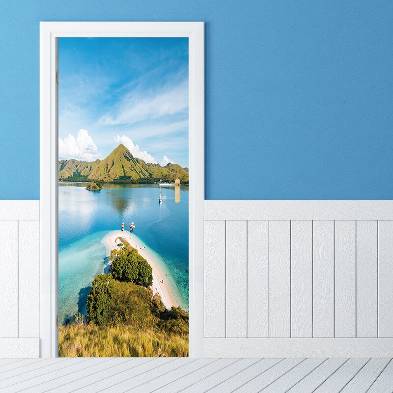 Decals Mural 3D Step Door Sticker Nature Mountain Diy Selfadhesive Waterproof Paper Poster for Print Art Picture Home Decoration