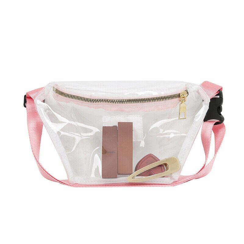 sac banane femme PVC pochette transparente ceinture taille Bum sac taille téléphone poche: Rose