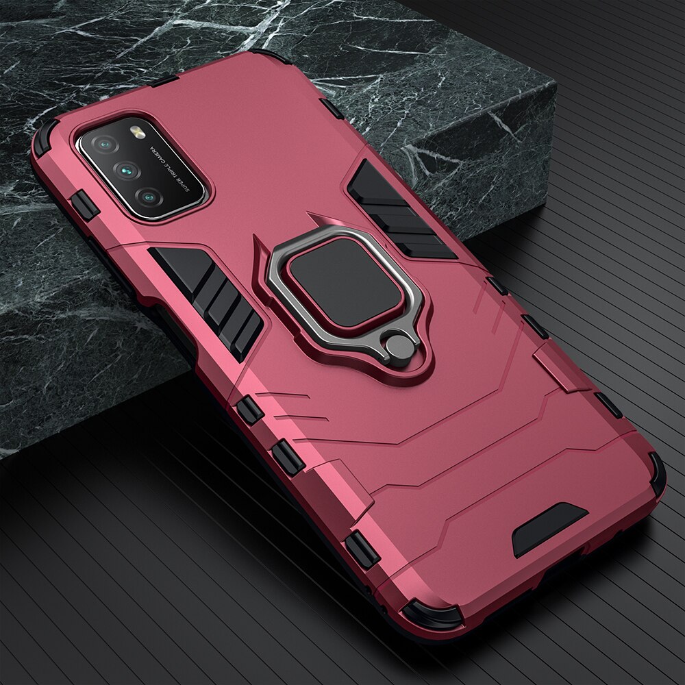 KEYSION-funda a prueba de golpes para Xiaomi POCO M3 M4 Pro 5G F3 GT F2, funda trasera de teléfono con soporte de anillo para POCO X3 NFC X3 Pro X4 GT X4 Pro 5G: Lona / Rojo