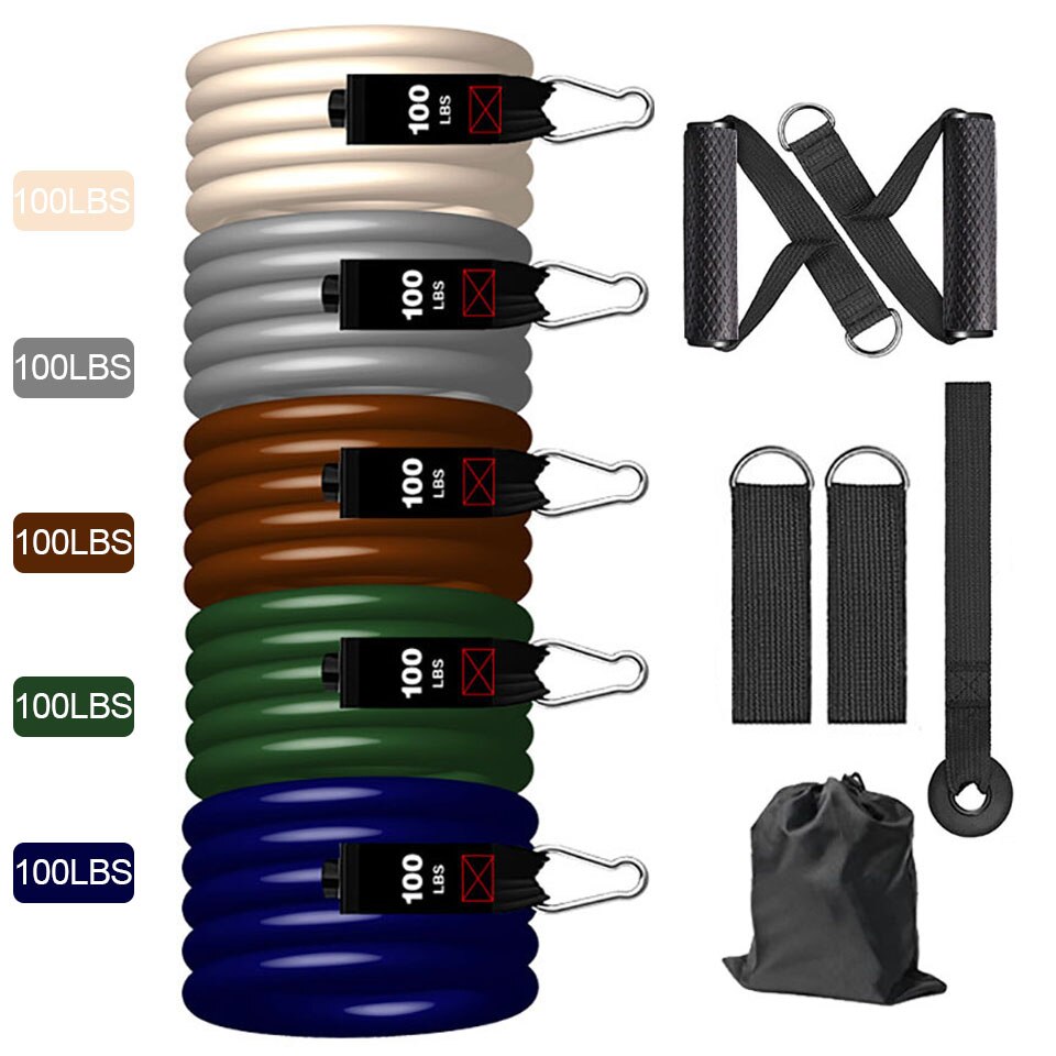 Gobygo 11 Stks/set 500LBS Weerstand Bands Crossfit Draagbare Gym Sport Bodybuilding Fitness Apparatuur Fitness Elastisch Touw Unisex: Default Title