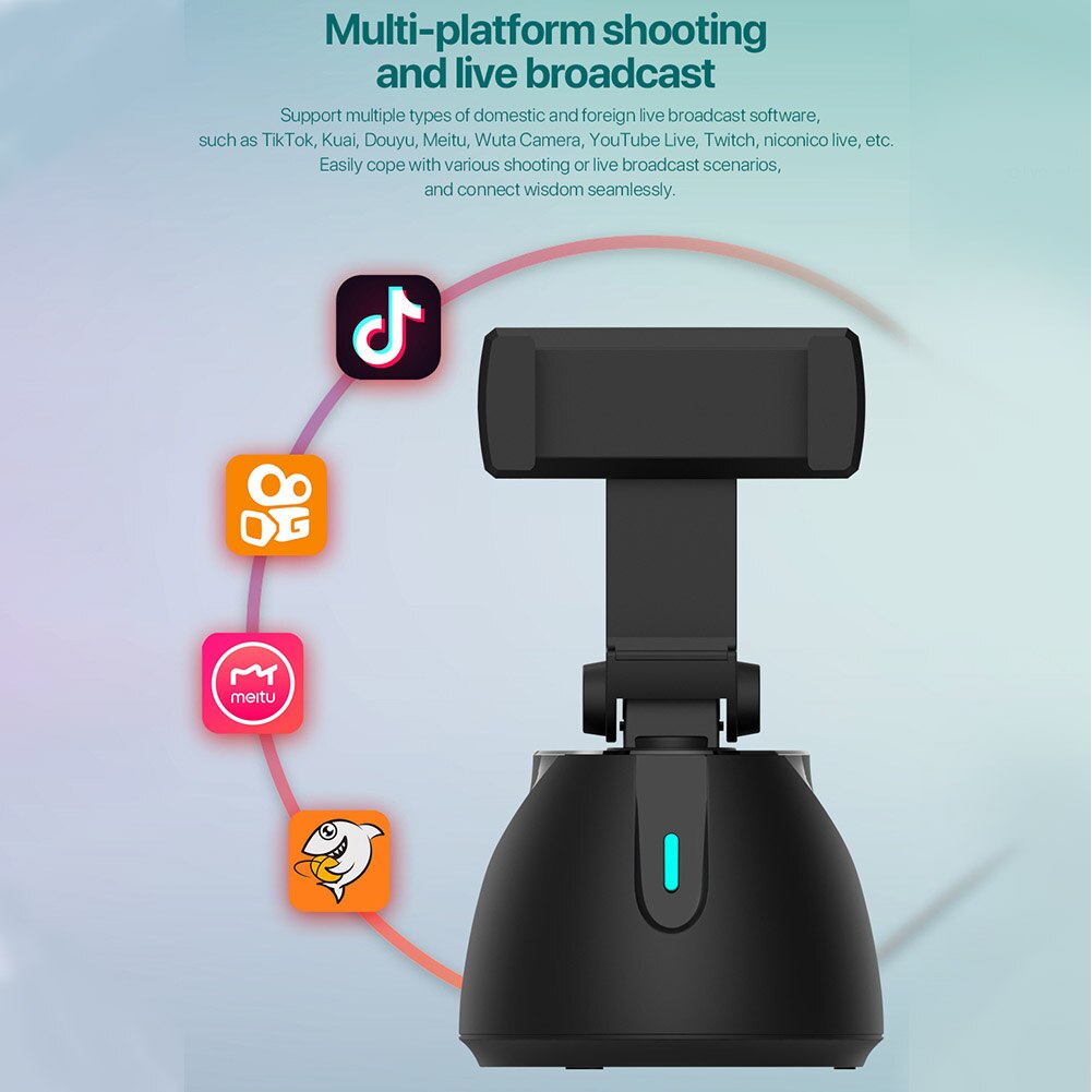 ABS Outdoor Gimbal Stabilizer For Smartphones 360 Degree Rotation Selfie Stick Battery Powered Live Broadcast Auto Face Tracking