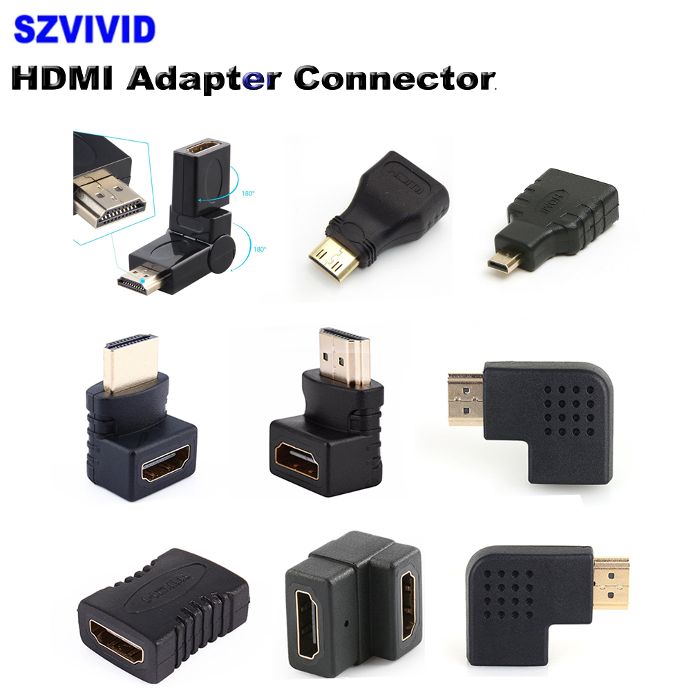 Rotera hdmi-adapter 90 270 grader rätvinklad hane till hona-omvandlare 4k hd-kontakt mini micro hdmi-kompatibel förlängare