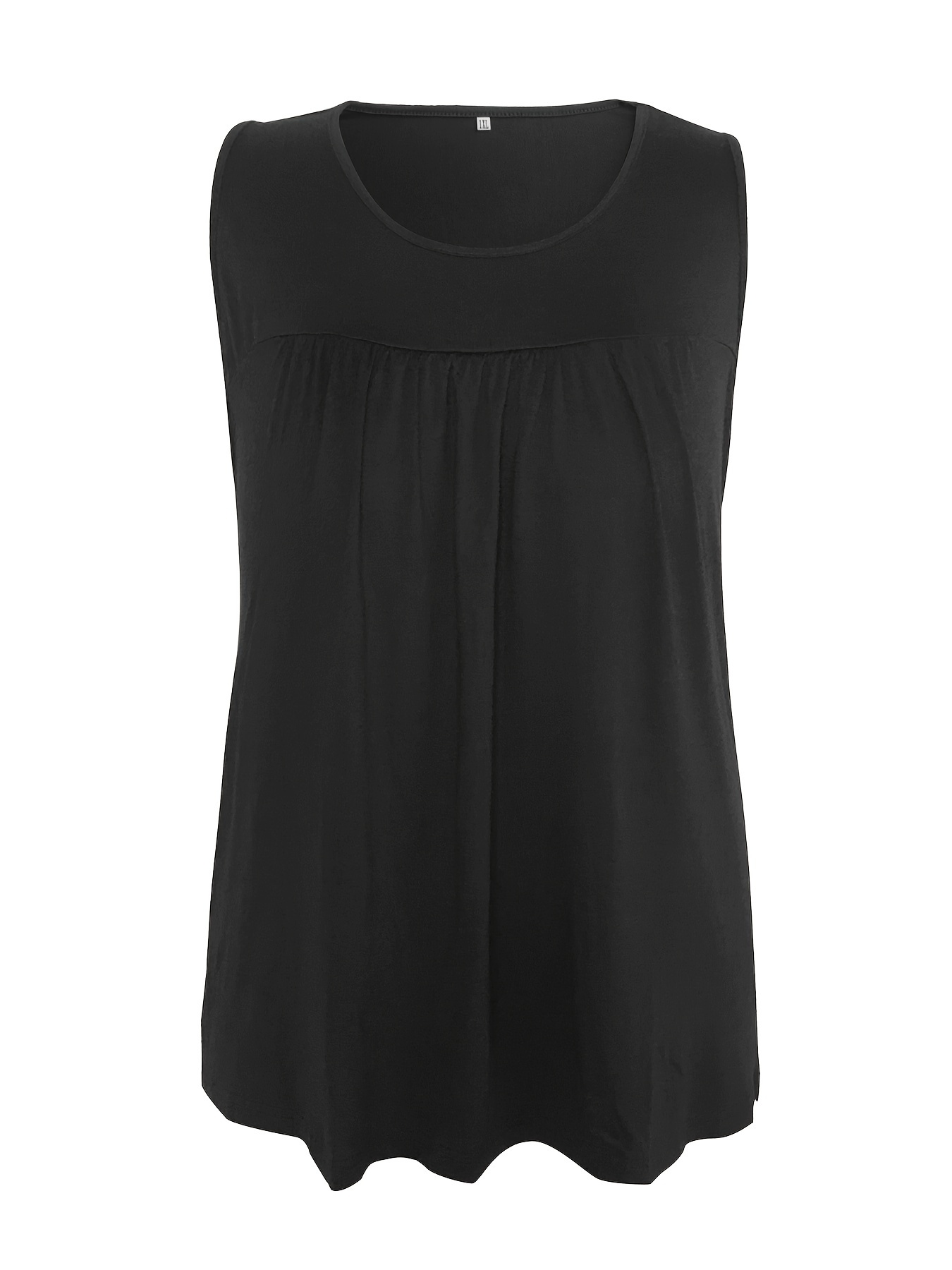 T-shirt Sans Manches à Col Rond pour Femme, Vêtement de Couleur Unie, Grande Taille