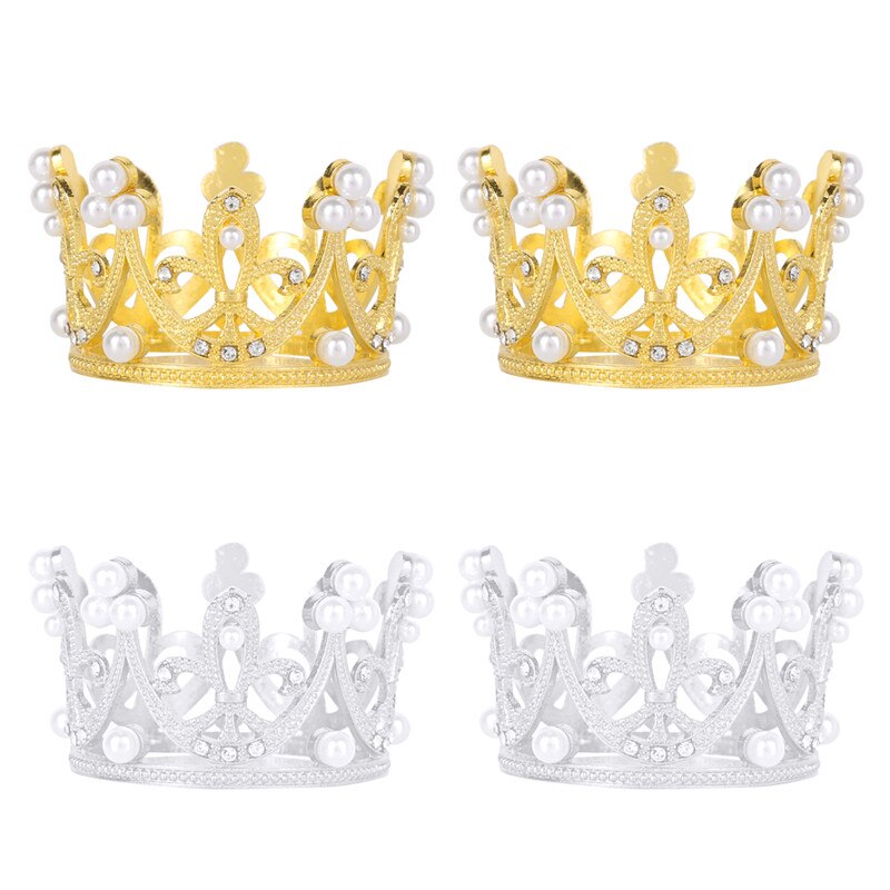 2 stk børn piger prinsesse rhinestone krystal perle lille fuld cirkel rund krone diadem hovedstykke fødselsdagsfest kage dekoration