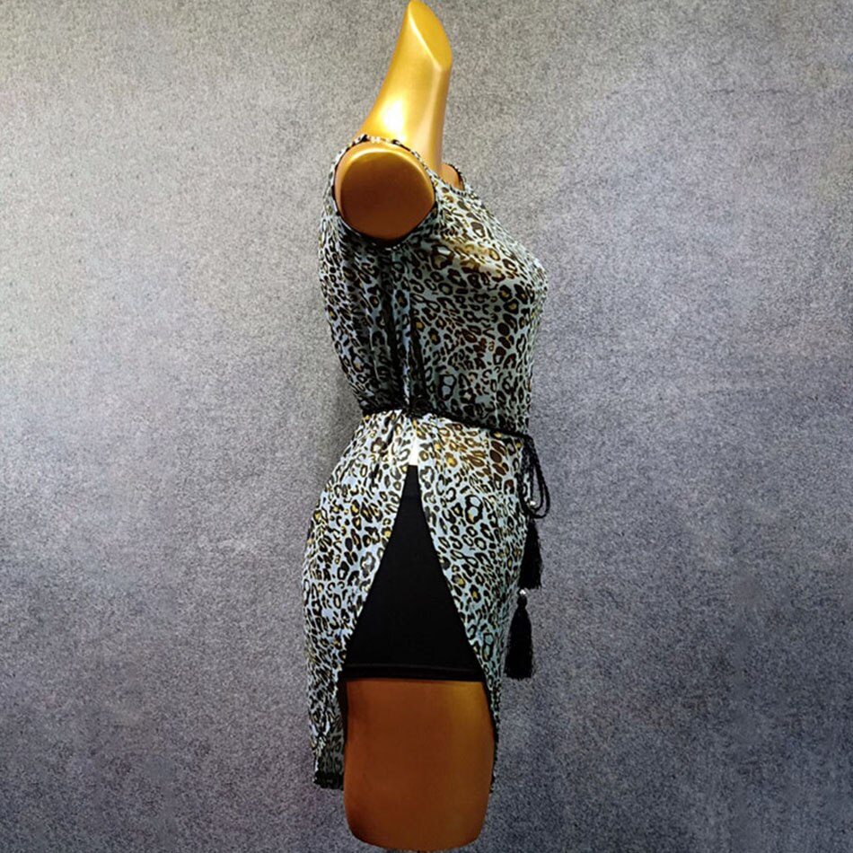Latin Dance Dress Women W326 Sleeveless Light Leopard Performance Costume Dancing Cloth Belly Chacha Ballroom Dresses