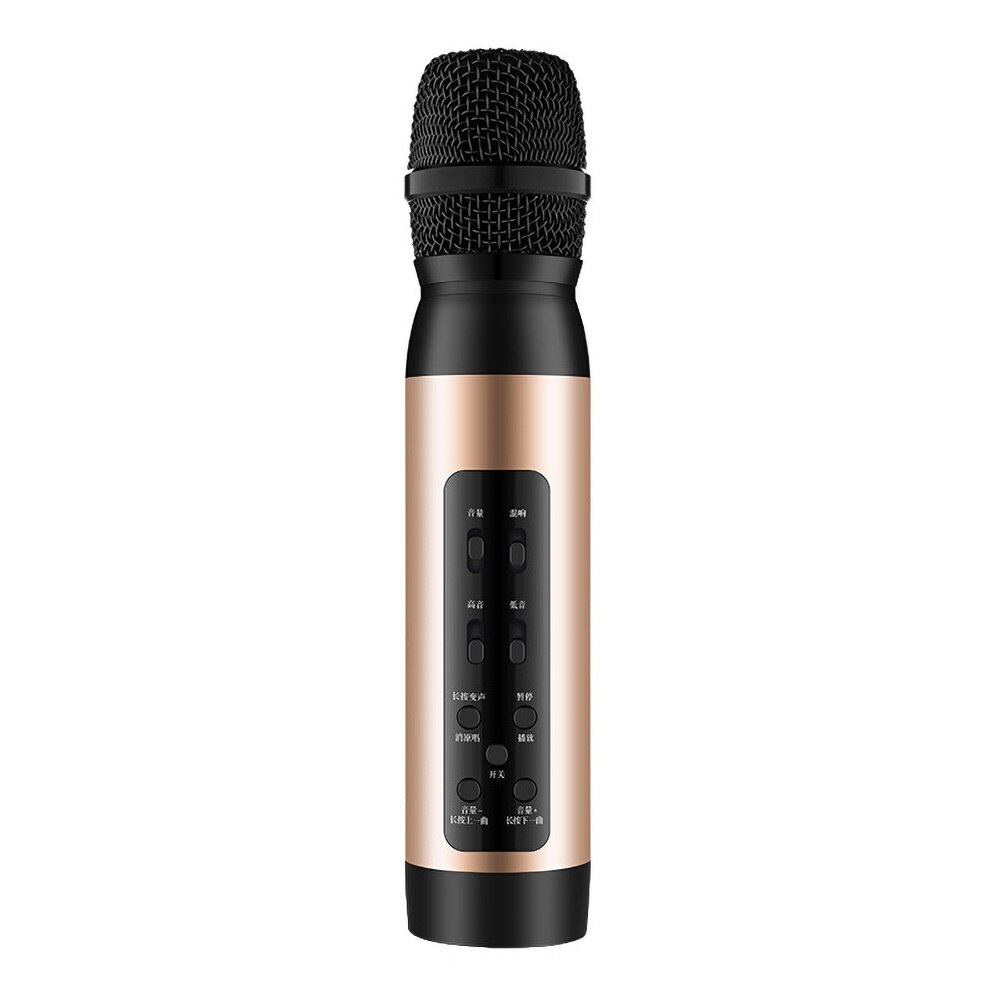 Bluetooth Wireless Microphone Karaoke Speaker KTV Music Player Singing Recorder Handheld Microphone Mic in stock: Golden