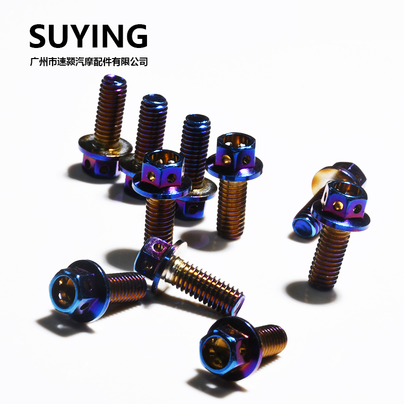 M6 M8 Burn Titanium screw 304 stainless steel with titanium plated blue gloden Hexagon Flange Head Screw bolts Electric