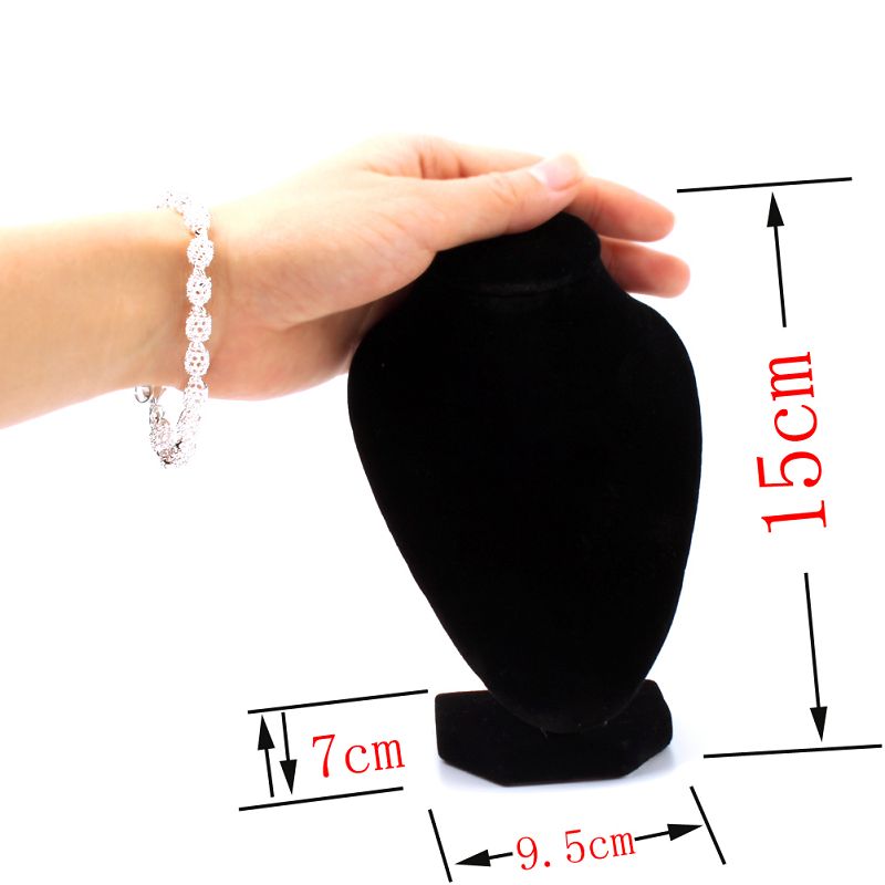 Kleine zwarte sieraden hanger buste fluwelen ketting display stand houder show versieren bijoux  #55718