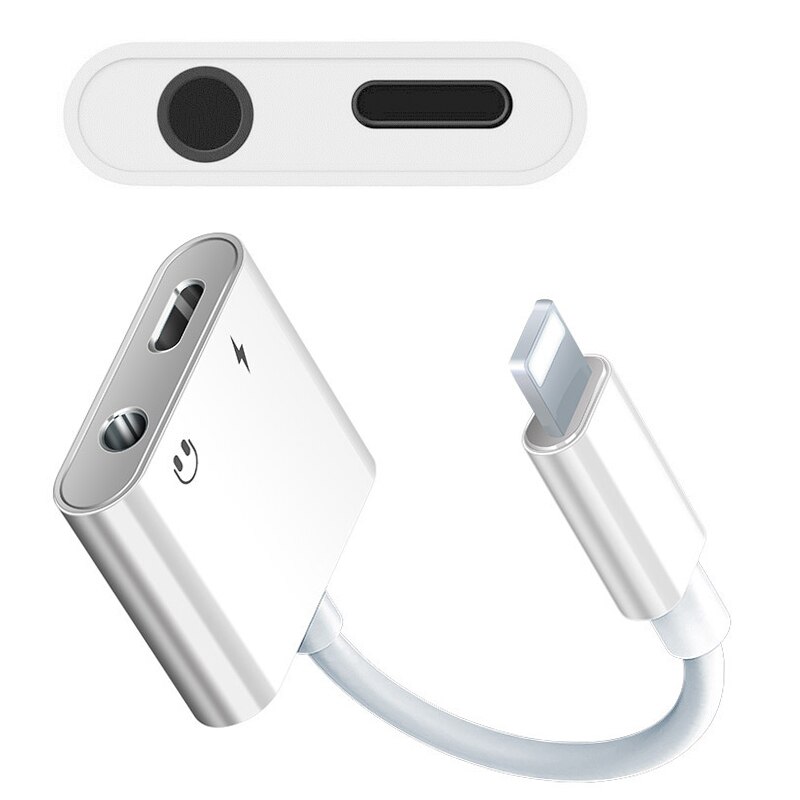 2 in 1 iOS Lightning to 3.5mm Jack Adapter Headphone Charger & Aux Audio Splitter Cable Compatible iPhone Support iOS System