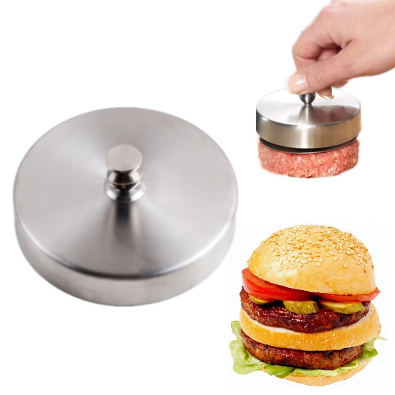 1 pc 9.5cm rostfritt stål fylld hamburgerpress aluminium hamburgerbiffmaskin perfekt hamburgerform perfekt för bbq