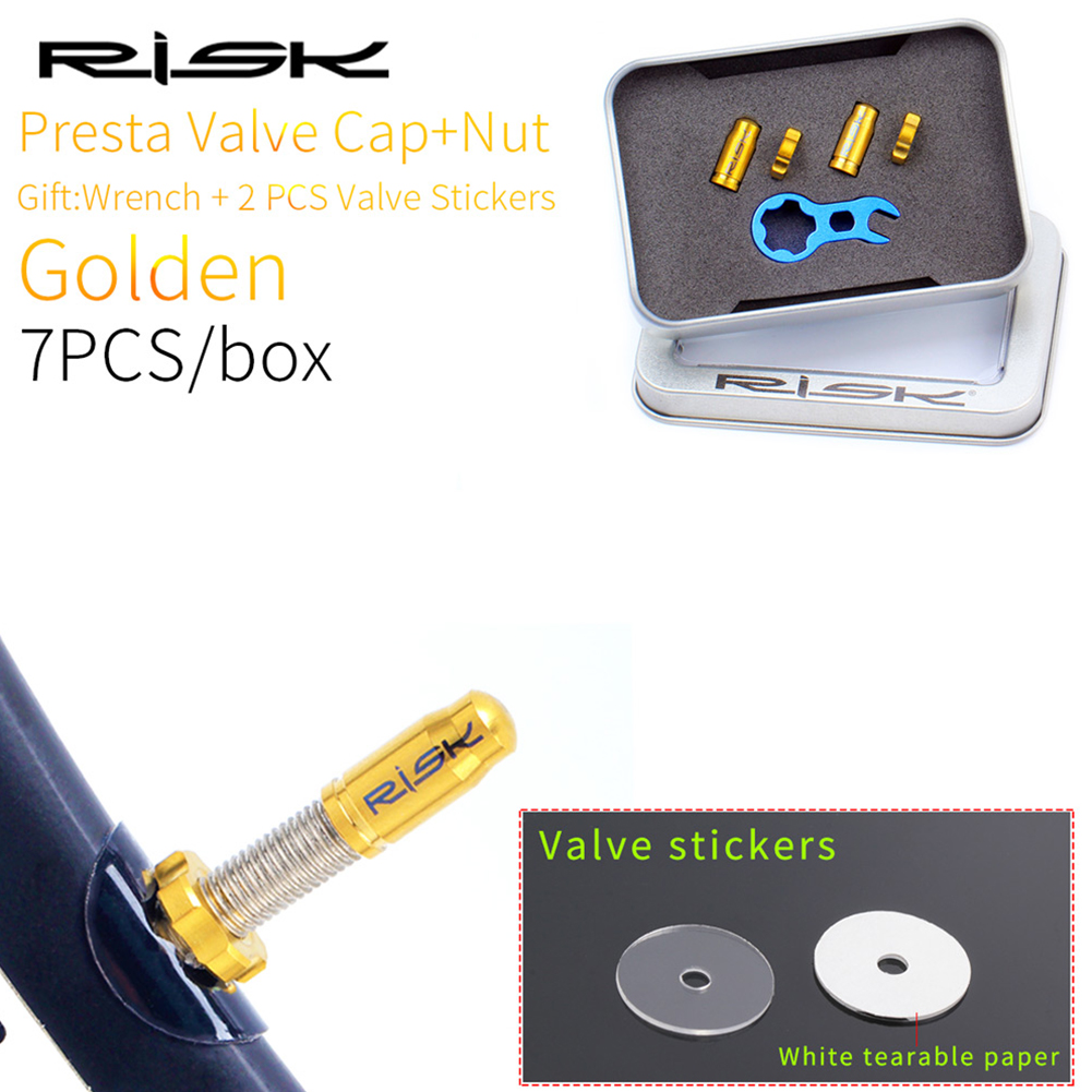 Tapa de válvula Presta para bicicleta, protector de válvula Schrader de titanio para neumático francés, a prueba de polvo, accesorio para bicicleta: Gold FV  tool