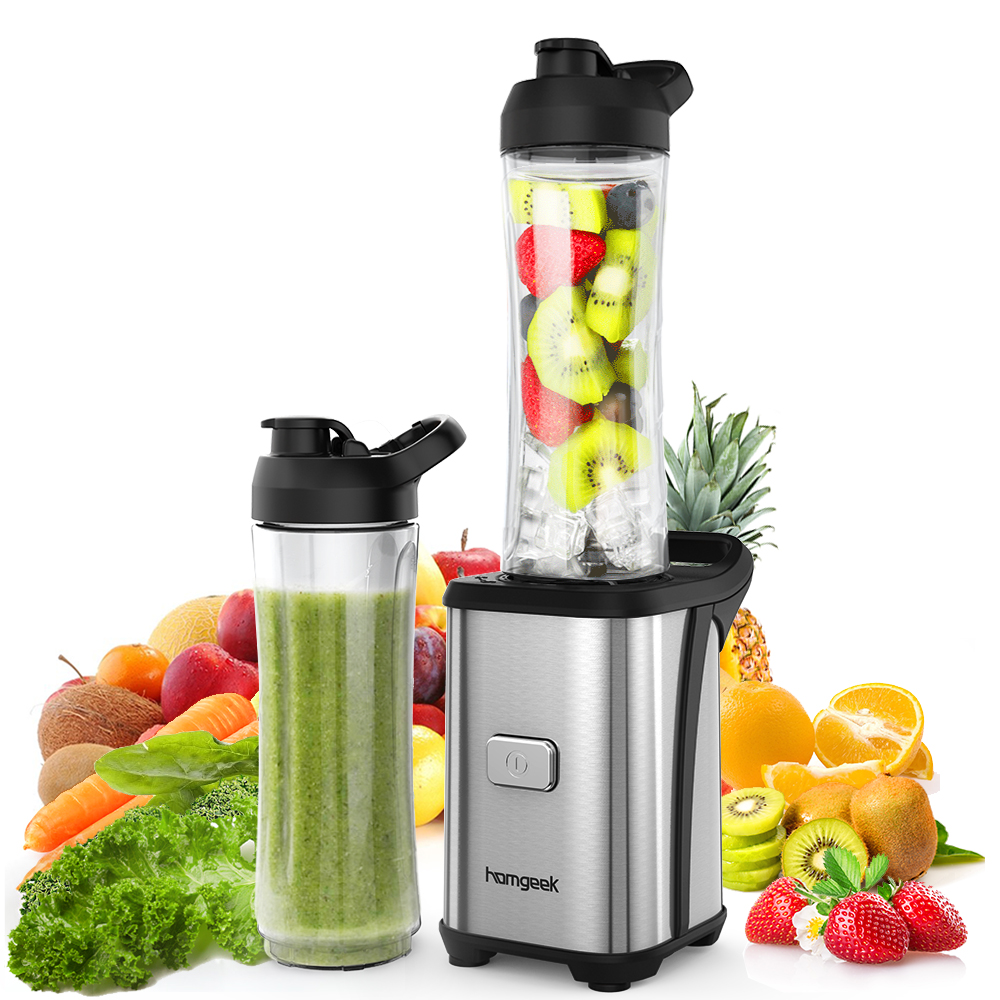 Homgeek Mini 350W de frutas y verduras Extractor de jugo de un solo servicio licuadora batidora procesador de alimentos mezcladoras viajes deporte tazas