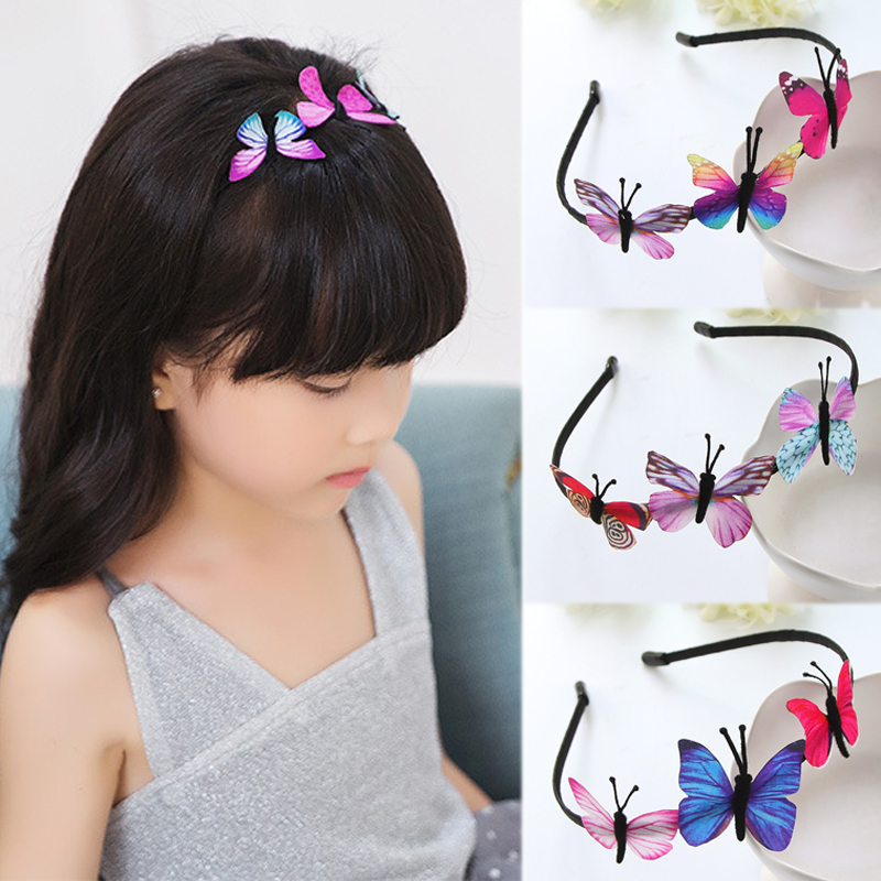 Banda de pelo para niños de mariposa , de princesa Hada, diadema, 1 pieza, accesorios para el cabello para fiestas de niñas, coloridos niños hechos a mano