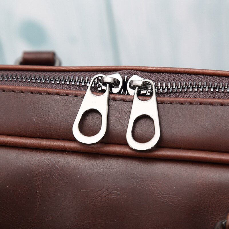 Bruine laptoptas, leren herentas, pu aktetas, zakelijke tas, computertas, werktas, kantoortas, schoudertas, messenger bag, vintage 0093