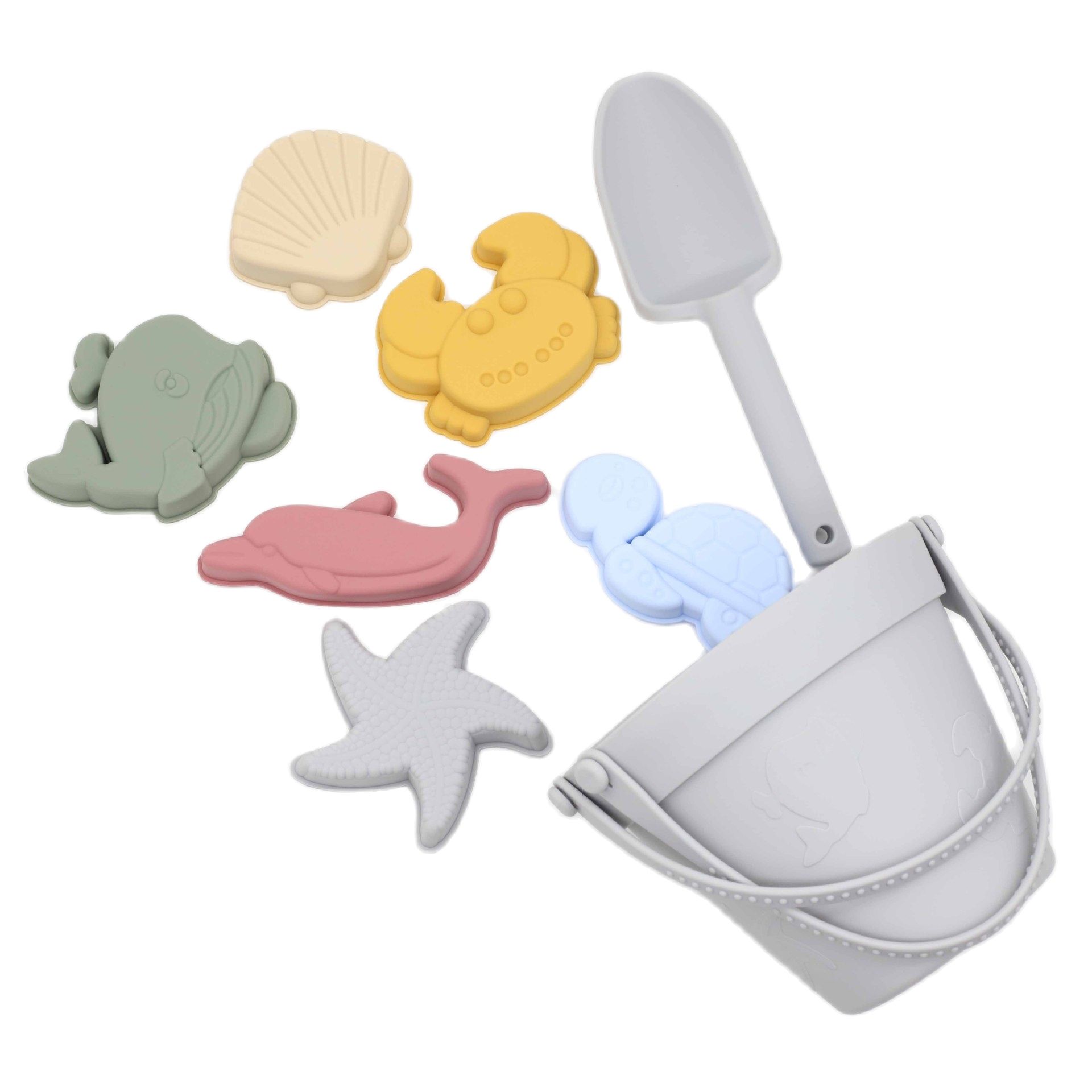 Jouets de plage en Silicone pour enfants, ensemble d&#39;outils de moulage de sable, jeu d&#39;eau d&#39;été pour bébé, jeu amusant, moule Animal mignon, jouet de bain de natation pour enfants: Light Dark