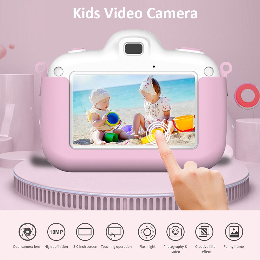 Kids Digitale Video Camera Kinderen Mini Selfie Camera Met 3.0 Inch Scherm 16Gb Geheugenkaart Lanyard Speelgoed Voor jongens Meisjes