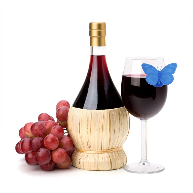 Marcador de copa de vino de mariposa de silicona, accesorio y bonito para boda, evento, , etiqueta de bebida, decoración de Bar, 6 piezas