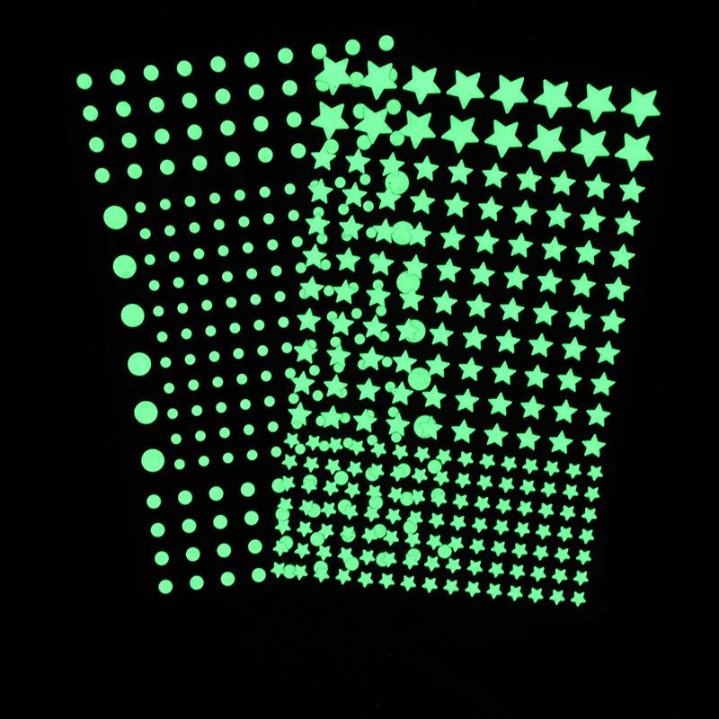 202/211 stuks lichtgevende 3d- sterren stippen bubbel muursticker voor doe-het-zelf slaapkamer kinderkamer decoratie glow in the dark fluorescerende muursticker