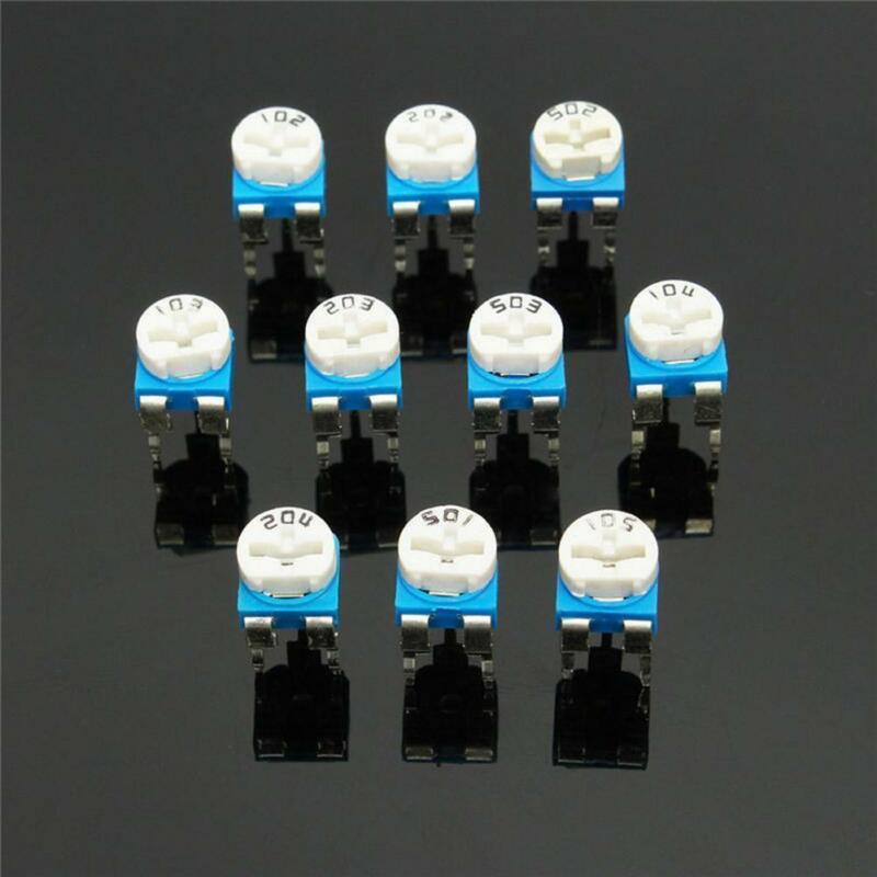 100pcs/lot 10 specifications (500ohm~1M) blue and white adjustable resistance resistor kit 6MM classification box set