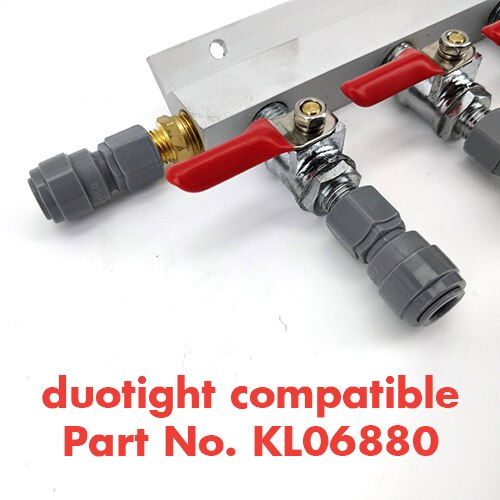 4 Output / 4 Way Manifold Gas Line Splitter with Check Valves (1/4" thread, MFL Thread) duotight compatible