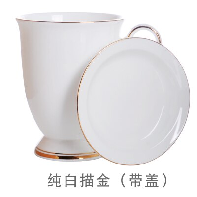 Koffie Mok Met Deksel 300Ml Wit Bone China Porselein Thee Kopjes Met Deksel Luxe Dessert Schotel Engeland Middag thee Mok: 11