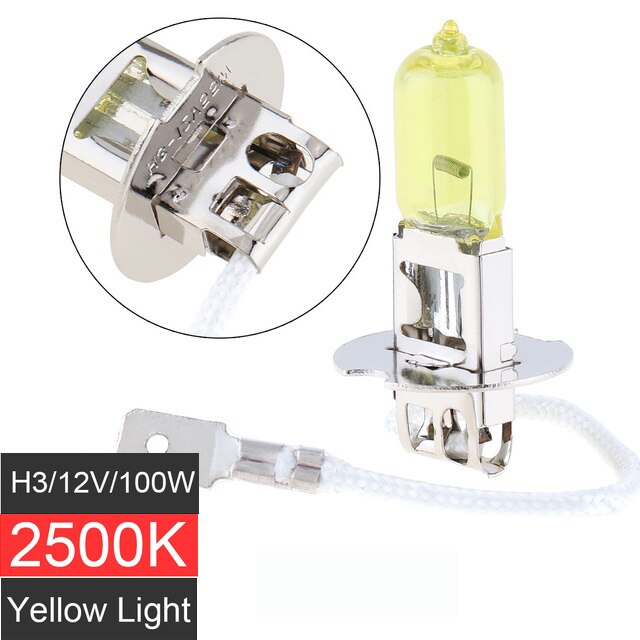 Halogeen Lampen 12V H1 H3 H4 100/55W 2500K Geel Licht Super Heldere Auto Koplamp mist Lamp Auto Lichtbron Parkeerplaats: H3 100W 2500K Yellow