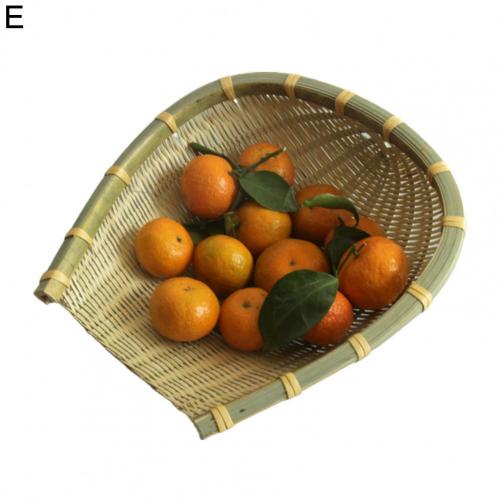 Bamboo Weaving Storage Basket Handmade Open Bamboo Sieve Handwoven Drying Bamboo Basket Dustpan Snack Trays Food Storage: E